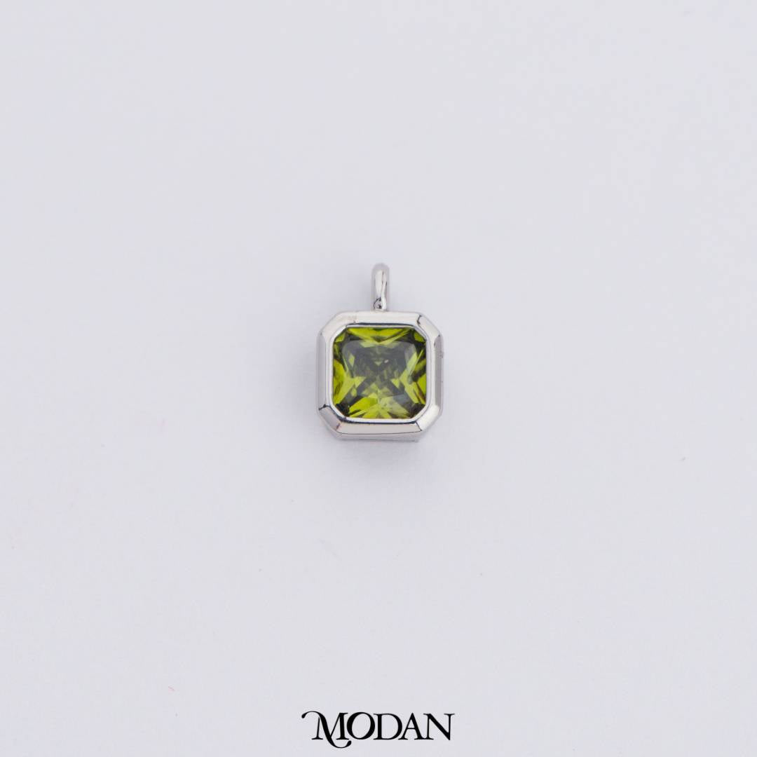 Colorful Plain Square Birthstone Charm DIY Charm Liontin Kalung Persegi Polos Bulan Lahir Warna-Warni Hypoallergenic Gold Filled