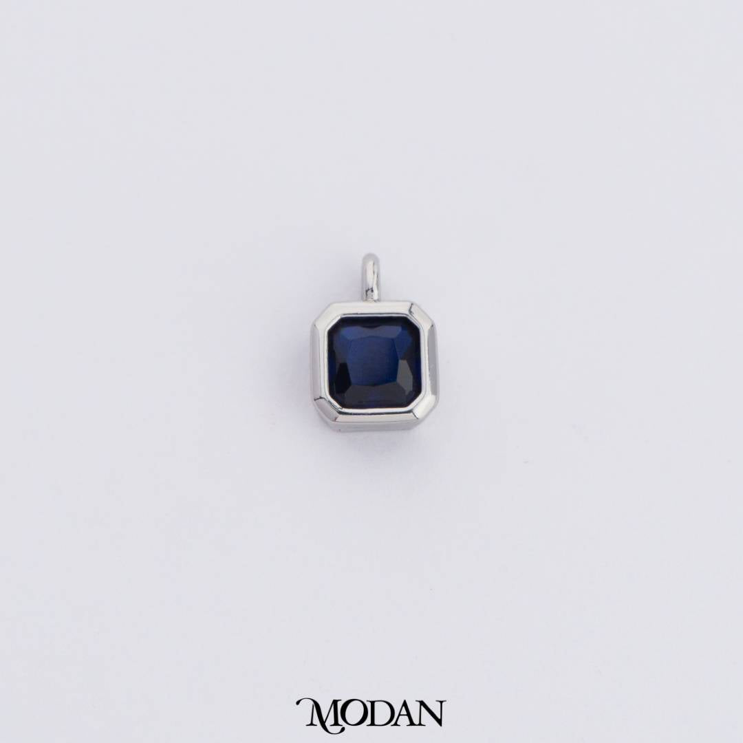 Colorful Plain Square Birthstone Charm DIY Charm Liontin Kalung Persegi Polos Bulan Lahir Warna-Warni Hypoallergenic Gold Filled