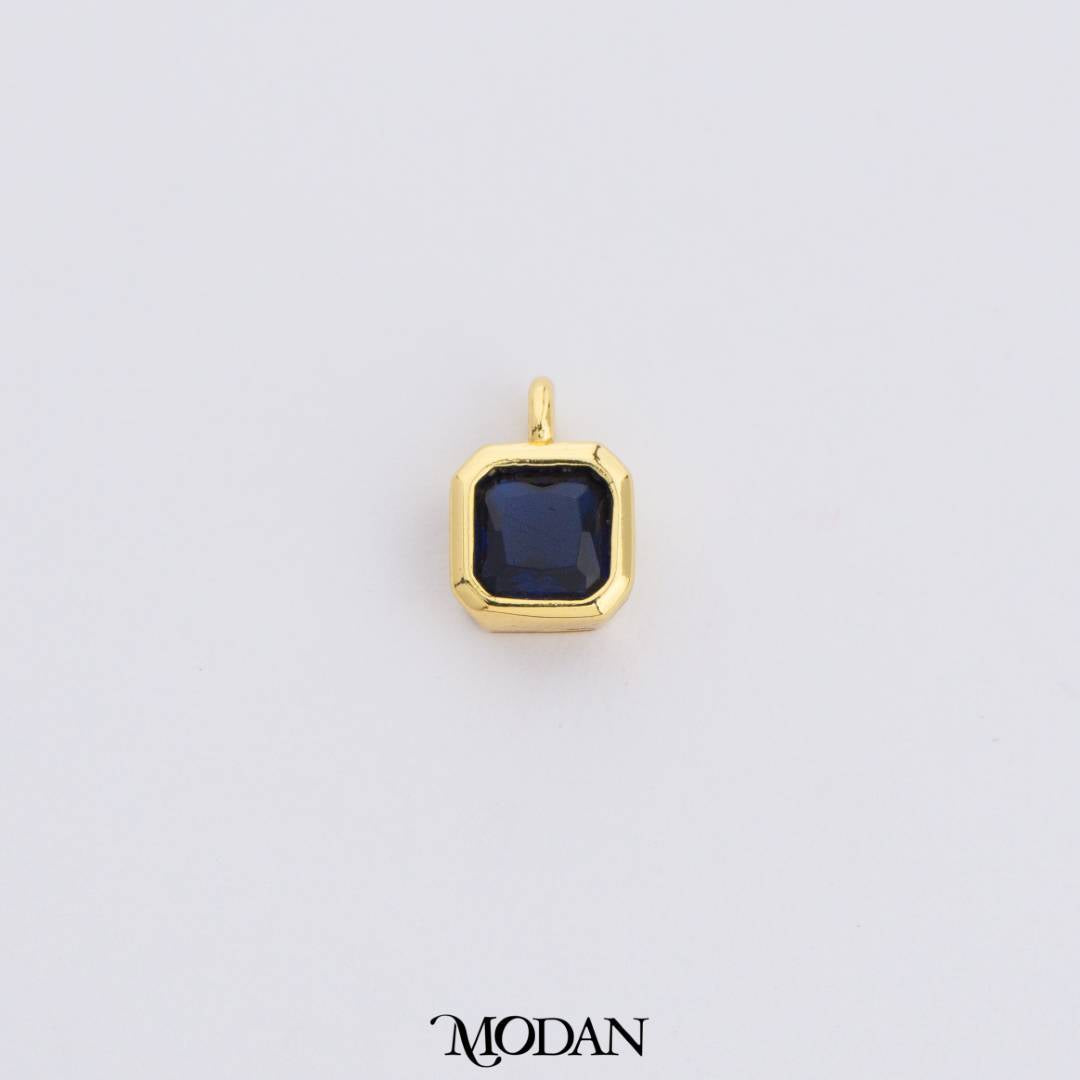 Colorful Plain Square Birthstone Charm DIY Charm Liontin Kalung Persegi Polos Bulan Lahir Warna-Warni Hypoallergenic Gold Filled