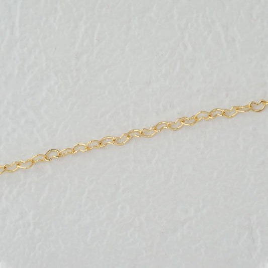 (1.6mm) Love Heart Shaped Cable Chain DIY Chain Rantai Kalung Gelang Meteran Hypoallergenic Gold Plated