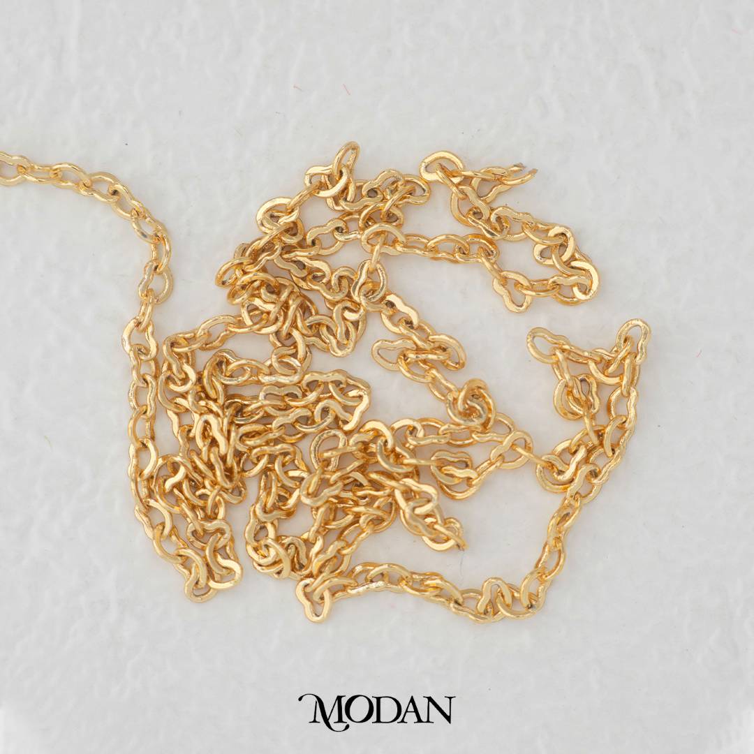 (1.7mm) Love Heart Shaped Cable Chain DIY Chain Rantai Kalung Gelang Meteran Hypoallergenic Gold Plated
