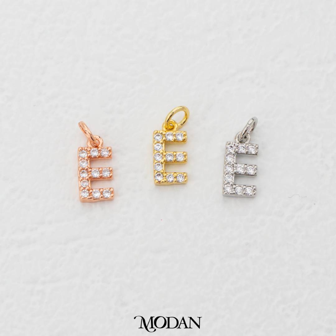Mini Micro Paved Initial Alphabet A-Z Charm DIY Charm Liontin Kalung Gelang Huruf Abjad Berlian Pasir Hypoallergenic Gold Filled
