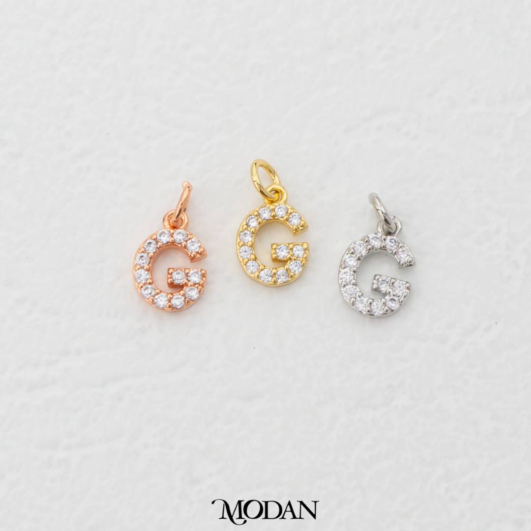 Mini Micro Paved Initial Alphabet A-Z Charm DIY Charm Liontin Kalung Gelang Huruf Abjad Berlian Pasir Hypoallergenic Gold Filled