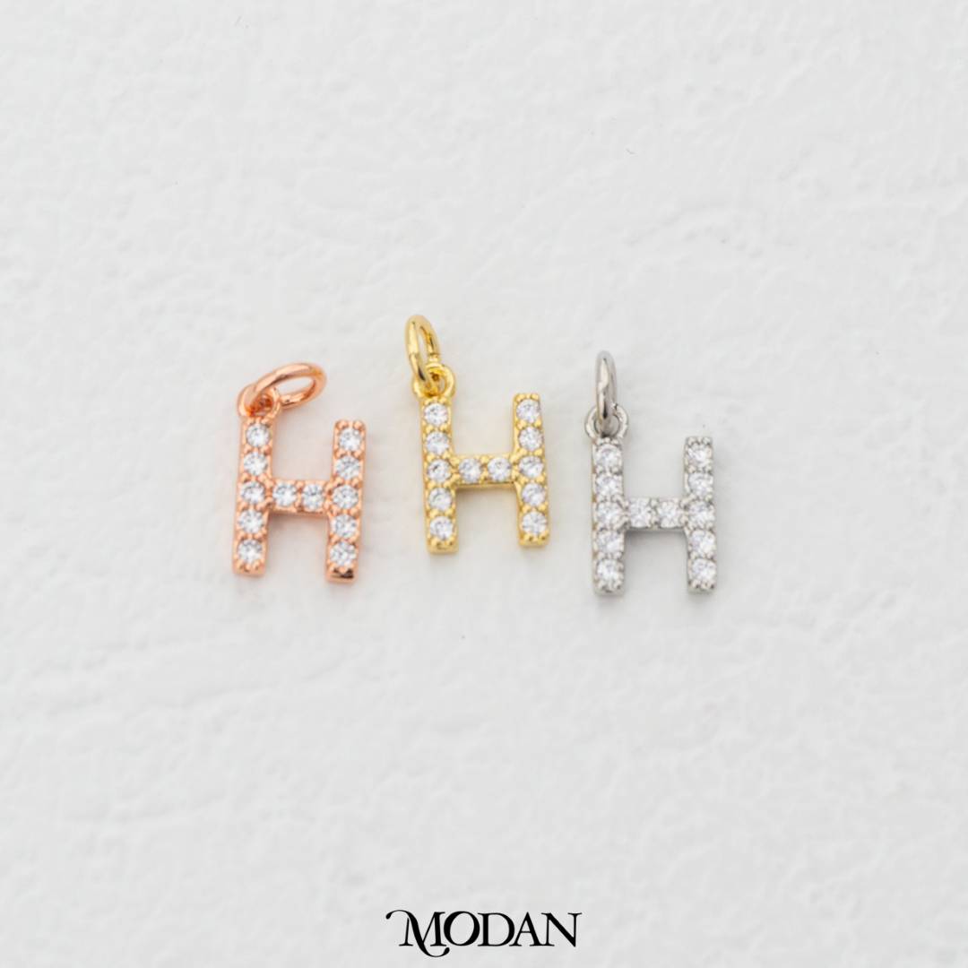 Mini Micro Paved Initial Alphabet A-Z Charm DIY Charm Liontin Kalung Gelang Huruf Abjad Berlian Pasir Hypoallergenic Gold Filled