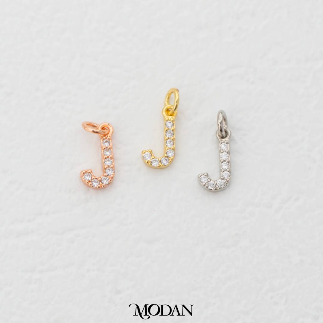Mini Micro Paved Initial Alphabet A-Z Charm DIY Charm Liontin Kalung Gelang Huruf Abjad Berlian Pasir Hypoallergenic Gold Filled