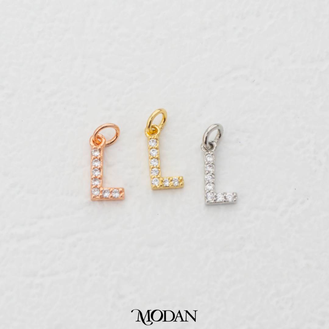 Mini Micro Paved Initial Alphabet A-Z Charm DIY Charm Liontin Kalung Gelang Huruf Abjad Berlian Pasir Hypoallergenic Gold Filled