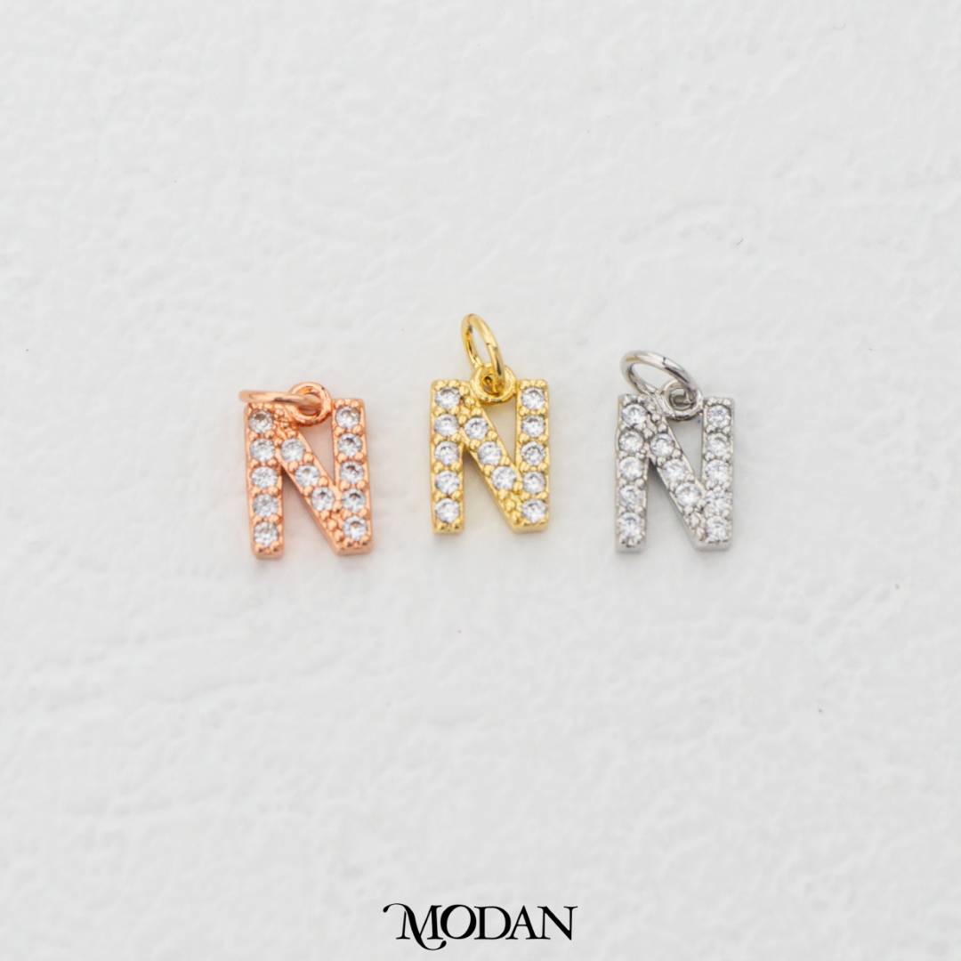 Mini Micro Paved Initial Alphabet A-Z Charm DIY Charm Liontin Kalung Gelang Huruf Abjad Berlian Pasir Hypoallergenic Gold Filled