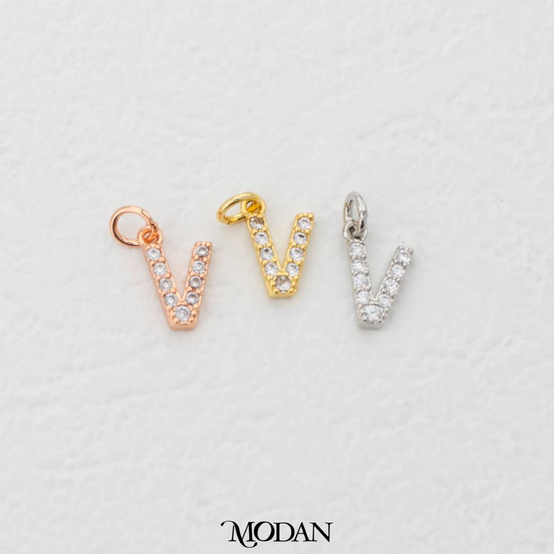 Mini Micro Paved Initial Alphabet A-Z Charm DIY Charm Liontin Kalung Gelang Huruf Abjad Berlian Pasir Hypoallergenic Gold Filled