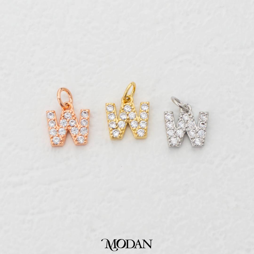 Mini Micro Paved Initial Alphabet A-Z Charm DIY Charm Liontin Kalung Gelang Huruf Abjad Berlian Pasir Hypoallergenic Gold Filled