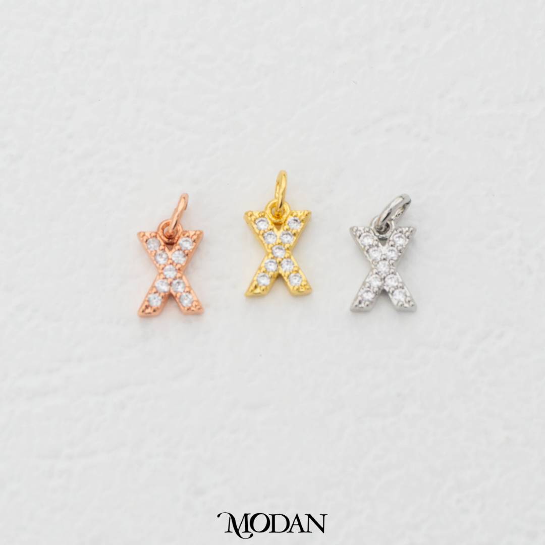 Mini Micro Paved Initial Alphabet A-Z Charm DIY Charm Liontin Kalung Gelang Huruf Abjad Berlian Pasir Hypoallergenic Gold Filled