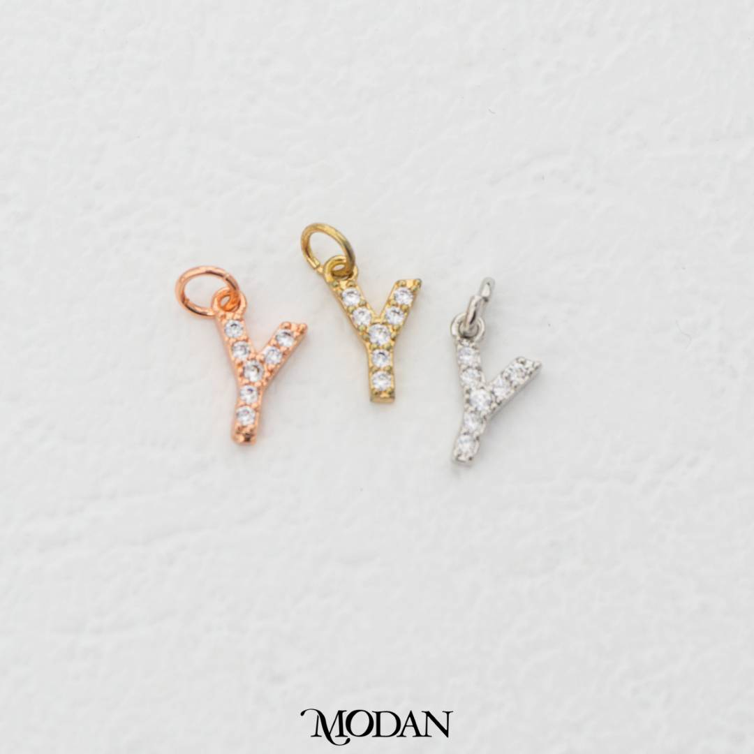 Mini Micro Paved Initial Alphabet A-Z Charm DIY Charm Liontin Kalung Gelang Huruf Abjad Berlian Pasir Hypoallergenic Gold Filled