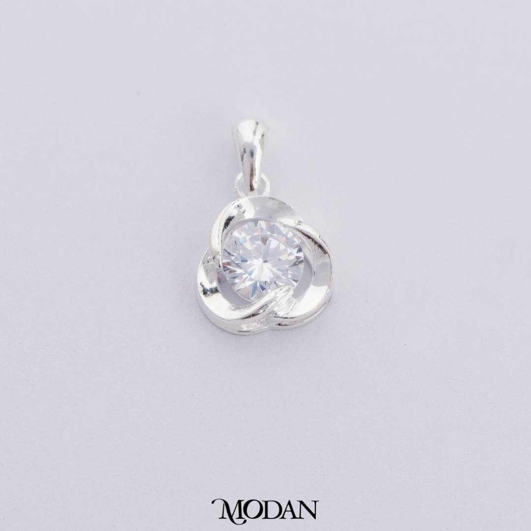 Blue Topaz and Diamond Colored Lucky Clover Flower DIY Charm Liontin Kalung Silver Bentuk Bunga Mata Satu Hijau Biru Hypoallergenic S925