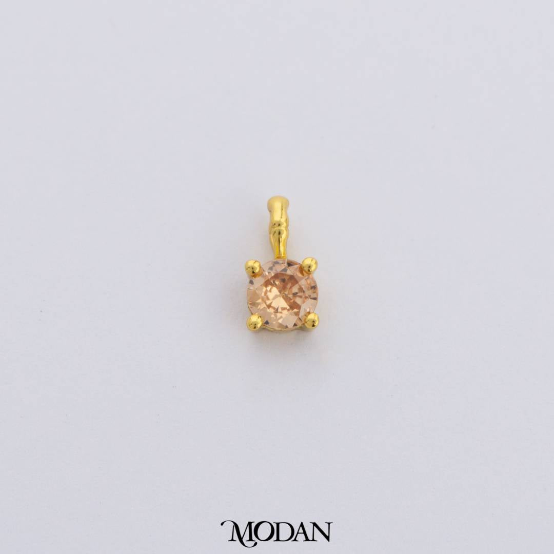Purple and Champagne Mini Solitaire Charm DIY Charm Liontin Kalung Mata Satu Silver Hypoallergenic S925
