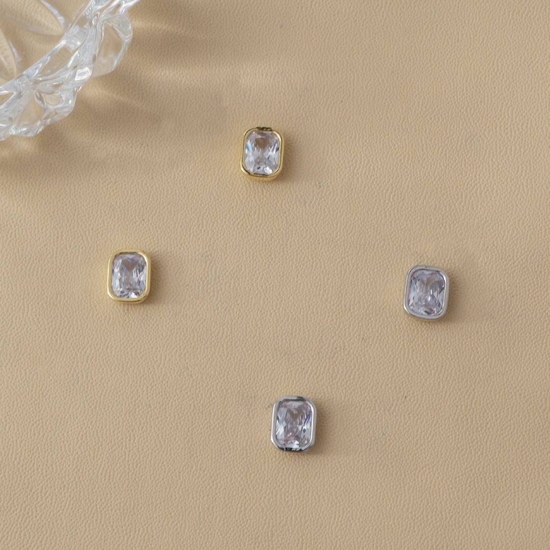 (10mm) Simple Geometric Rectangular Stud Earrings Anting Tusuk Persegi Panjang Hypoallergenic Gold Plated