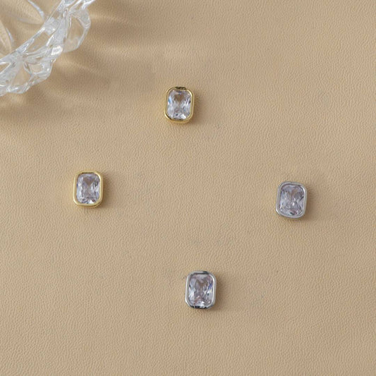 (10mm) Simple Geometric Rectangular Stud Earrings Anting Tusuk Persegi Panjang Hypoallergenic Gold Plated
