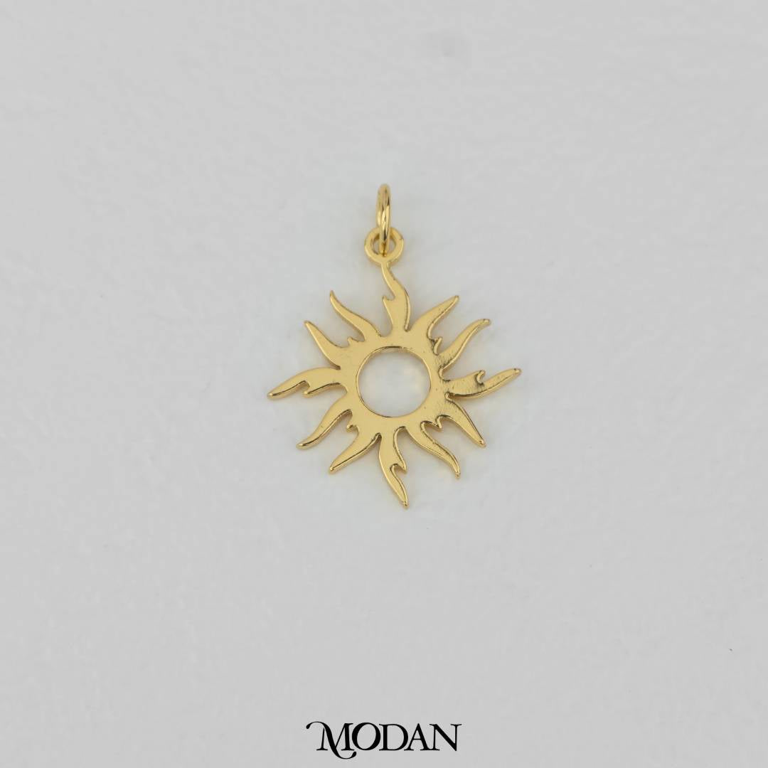 Plain Fire Sun Charm DIY Charm Liontin Kalung/Gelang Matahari Hypoallergenic Gold Filled
