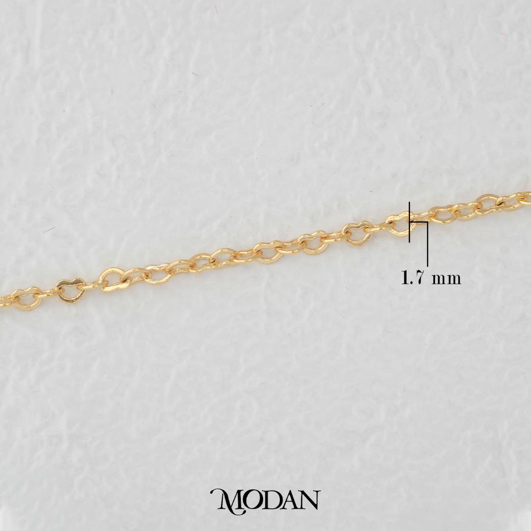 (1.7mm) Love Heart Shaped Cable Chain DIY Chain Rantai Kalung Gelang Meteran Hypoallergenic Gold Plated