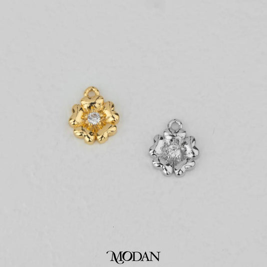 Simple Dainty Mini Flower Charm DIY Charm Liontin Bunga Mekar Hypoallergenic Gold Filled