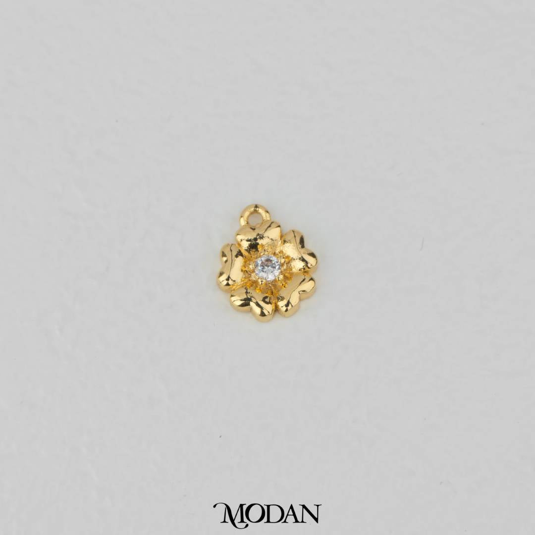 Simple Dainty Mini Flower Charm DIY Charm Liontin Bunga Mekar Hypoallergenic Gold Filled