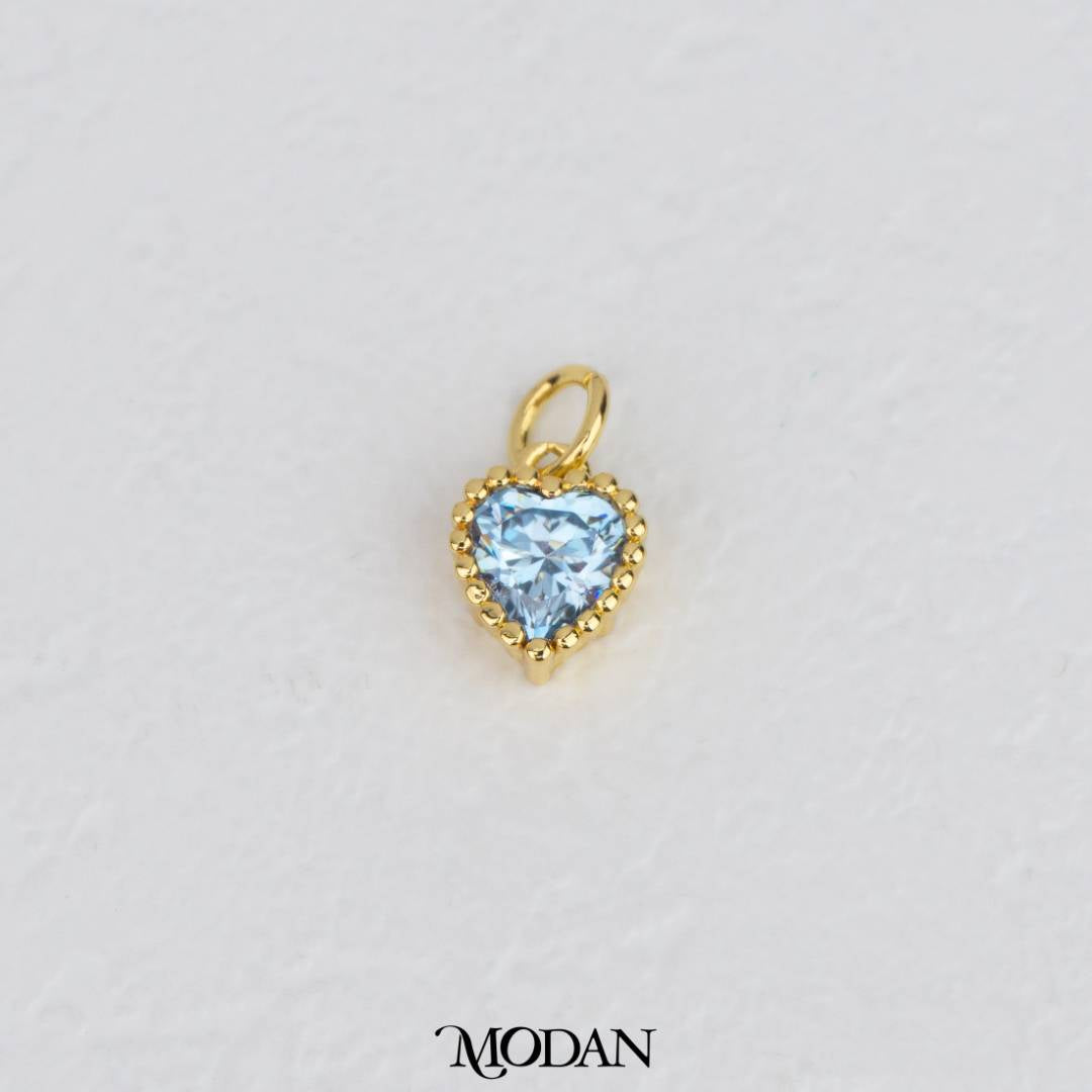Birthstone Beaded Love Charm DIY Charm Liontin Kalung Hati Cinta Bulan Lahir Warna-Warni Hypoallergenic Gold Filled