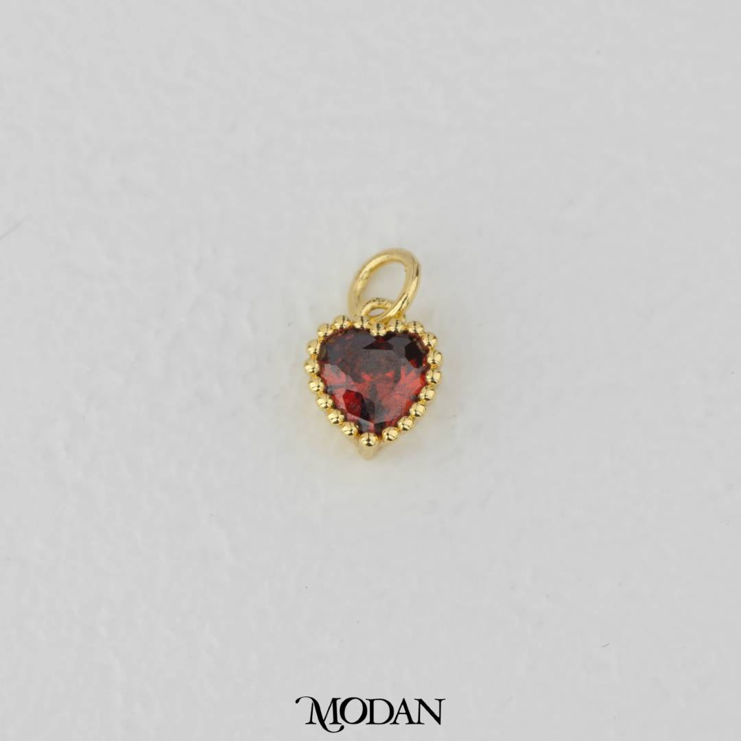 Birthstone Beaded Love Charm DIY Charm Liontin Kalung Hati Cinta Bulan Lahir Warna-Warni Hypoallergenic Gold Filled