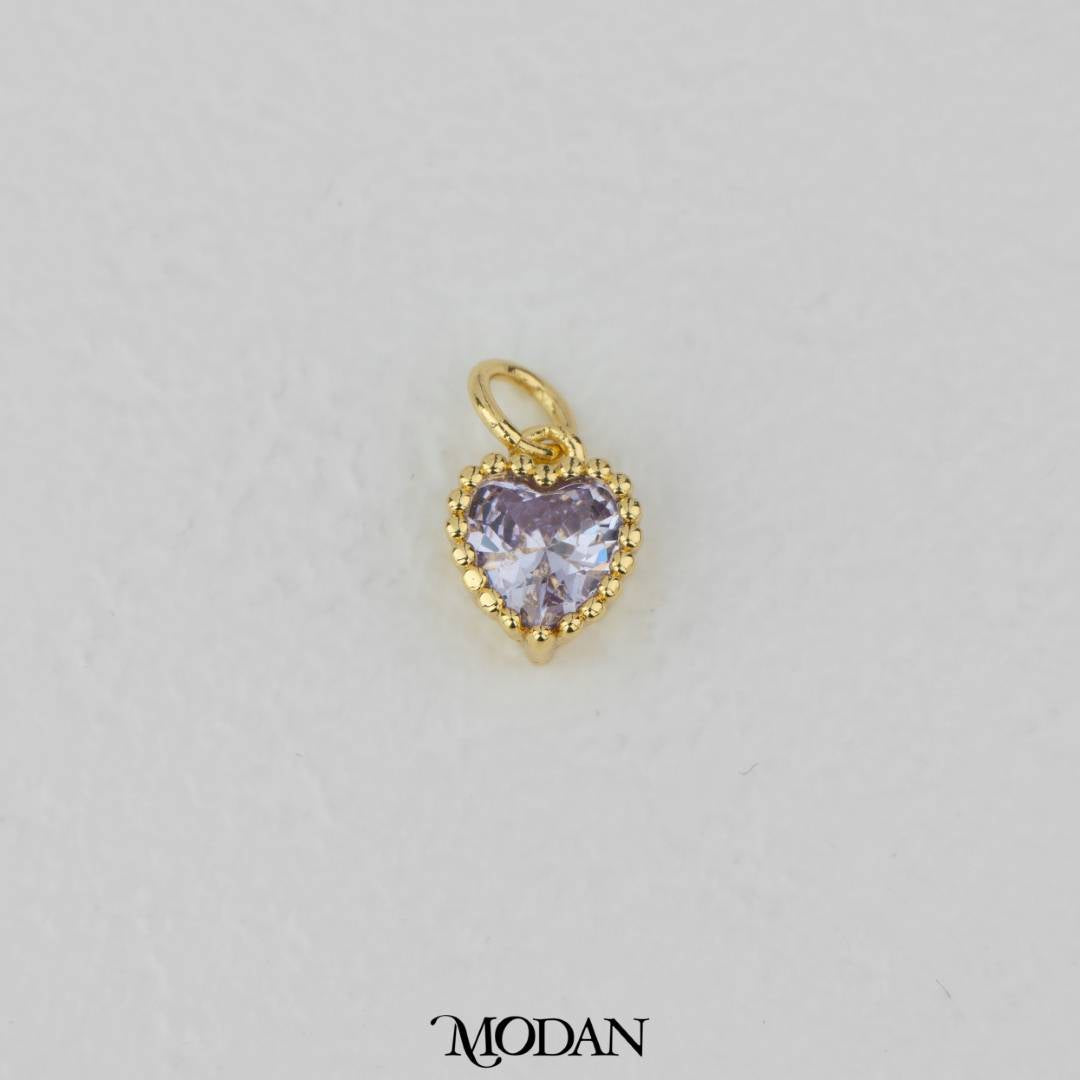 Birthstone Beaded Love Charm DIY Charm Liontin Kalung Hati Cinta Bulan Lahir Warna-Warni Hypoallergenic Gold Filled