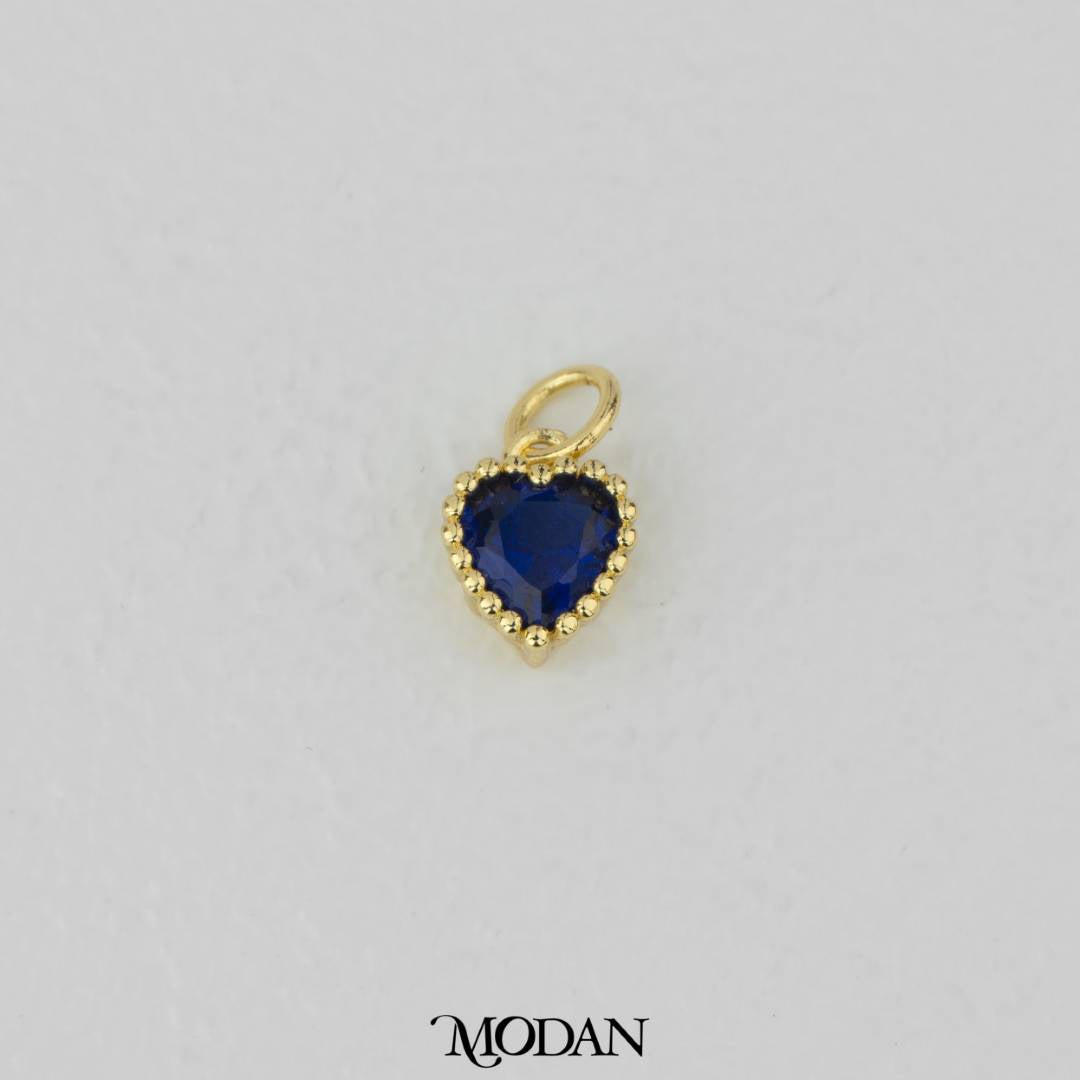 Birthstone Beaded Love Charm DIY Charm Liontin Kalung Hati Cinta Bulan Lahir Warna-Warni Hypoallergenic Gold Filled