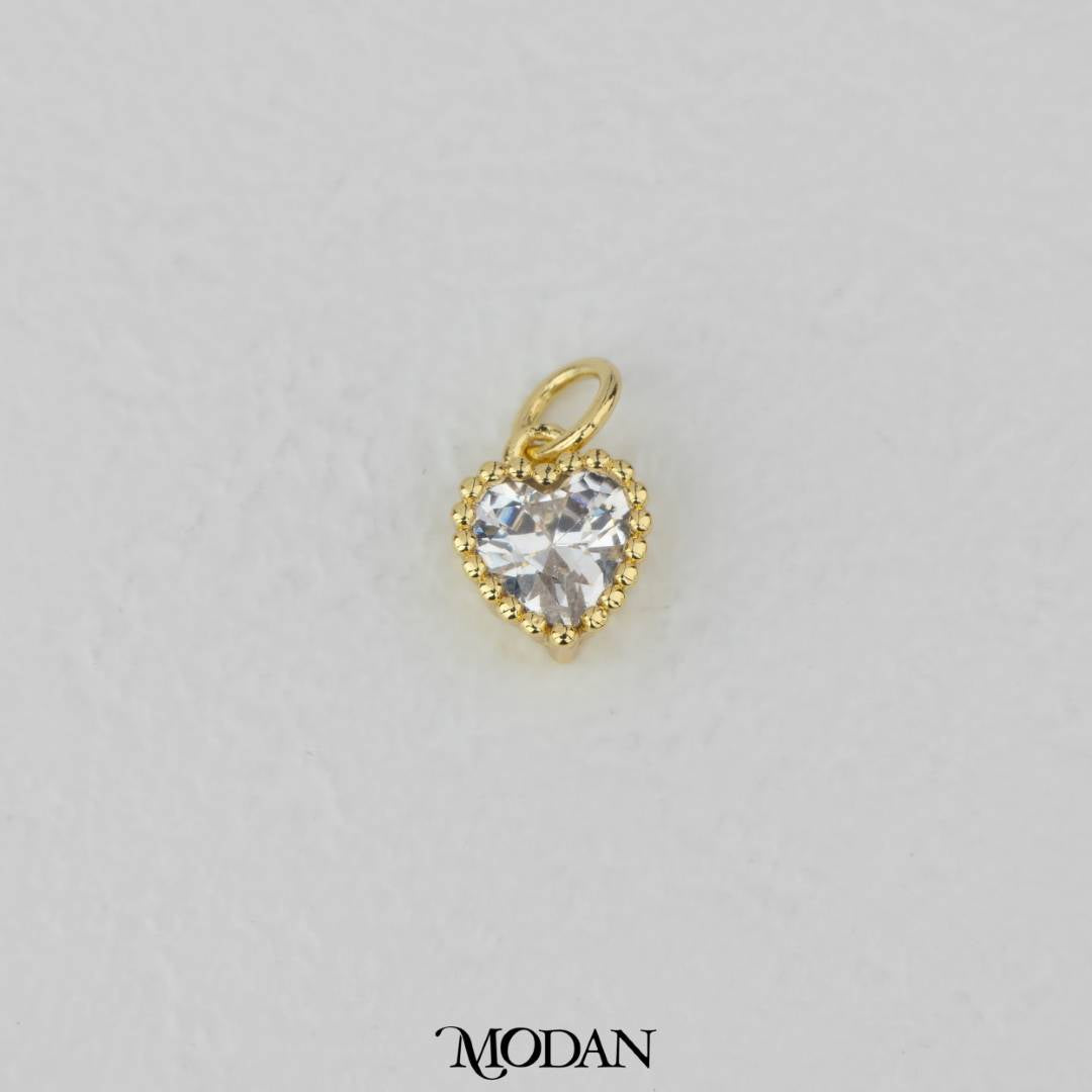 Birthstone Beaded Love Charm DIY Charm Liontin Kalung Hati Cinta Bulan Lahir Warna-Warni Hypoallergenic Gold Filled