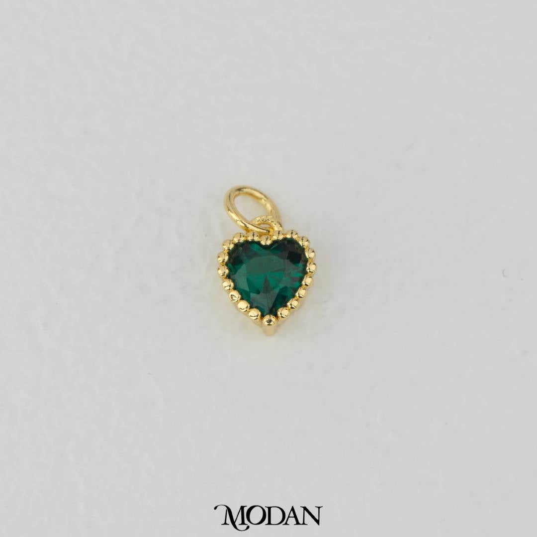 Birthstone Beaded Love Charm DIY Charm Liontin Kalung Hati Cinta Bulan Lahir Warna-Warni Hypoallergenic Gold Filled