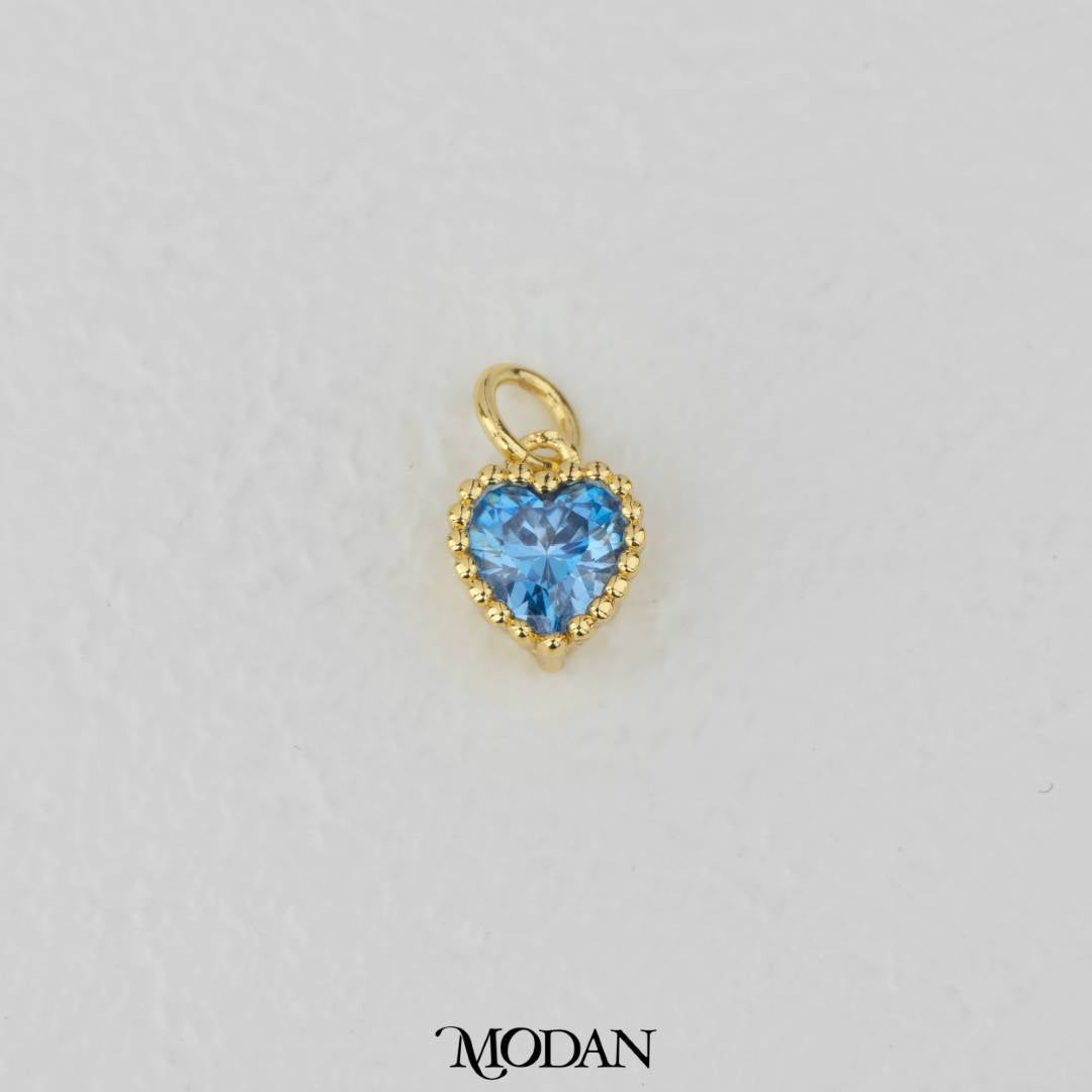 Birthstone Beaded Love Charm DIY Charm Liontin Kalung Hati Cinta Bulan Lahir Warna-Warni Hypoallergenic Gold Filled