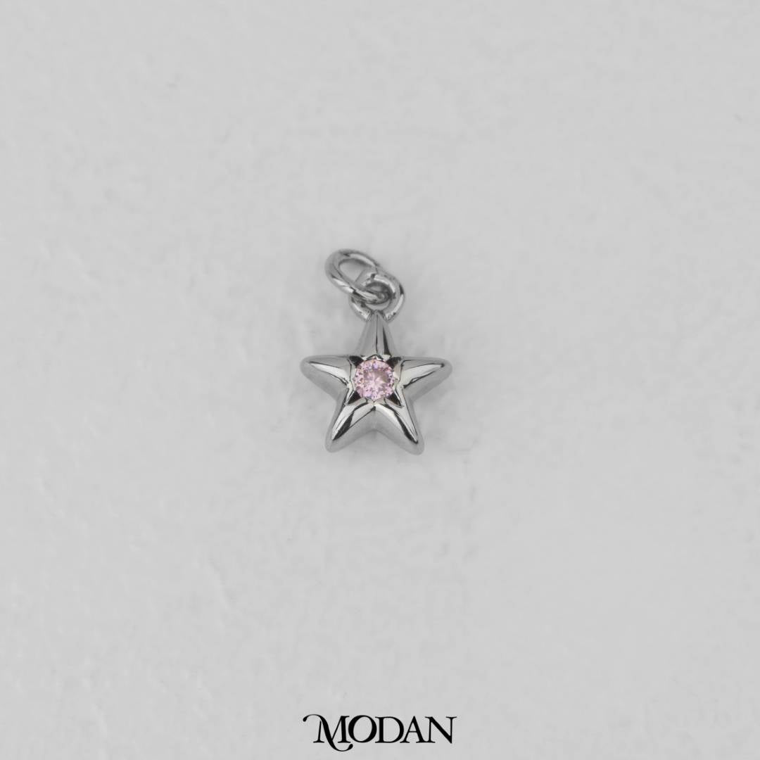 Mini Star Pink Zirconia DIY Charm Liontin Kalung/Gelang Bintang Hypoallergenic Gold Filled