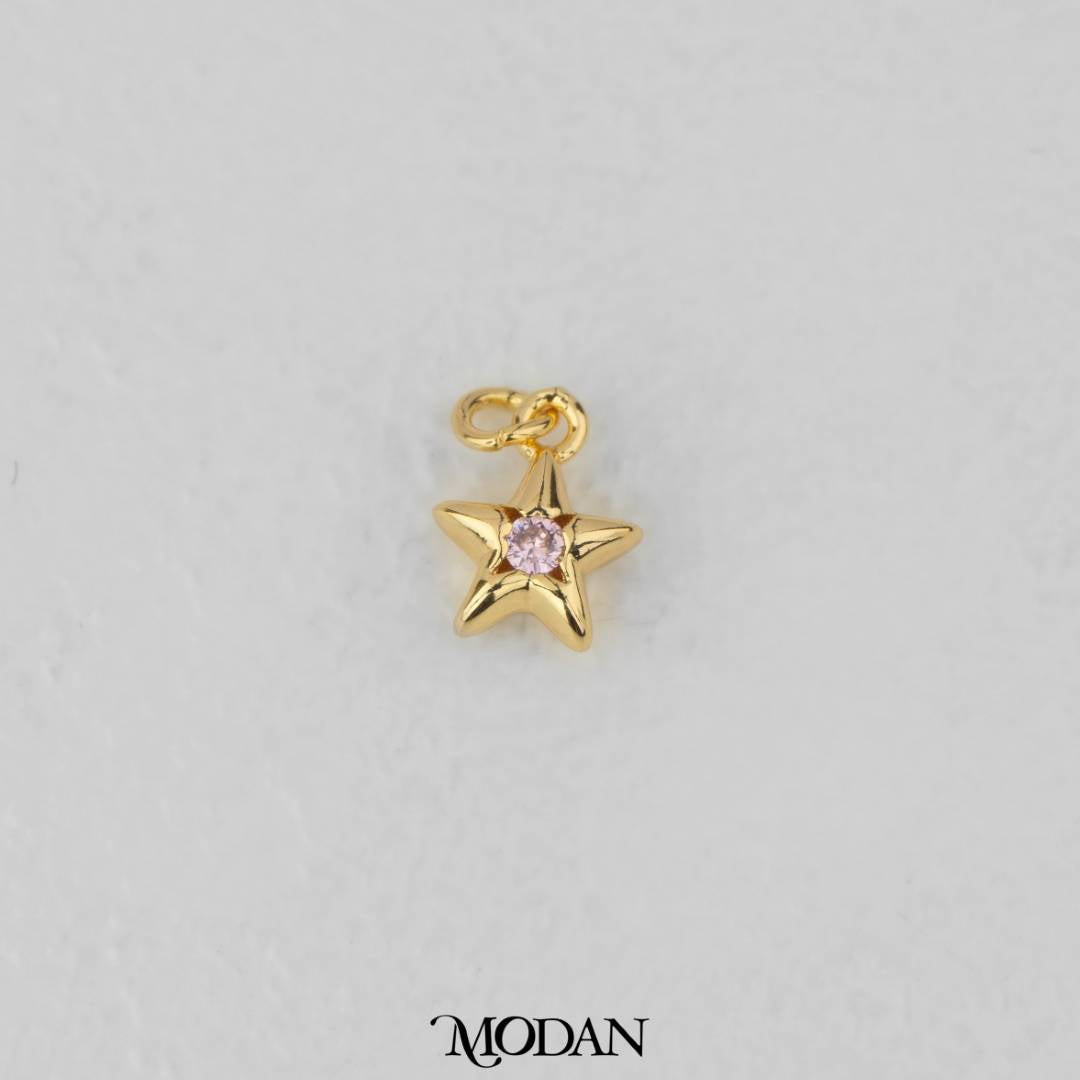 Mini Star Pink Zirconia DIY Charm Liontin Kalung/Gelang Bintang Hypoallergenic Gold Filled