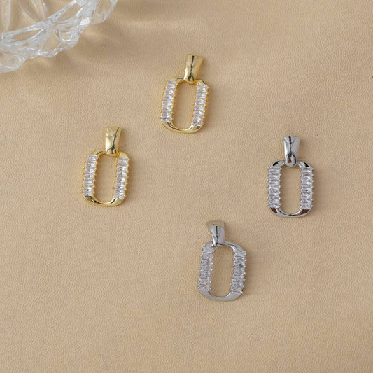 Sparkling Baguette Rectangle Geometric Stud Earrings Anting Pesta Kotak Hypoallergenic Gold Plated