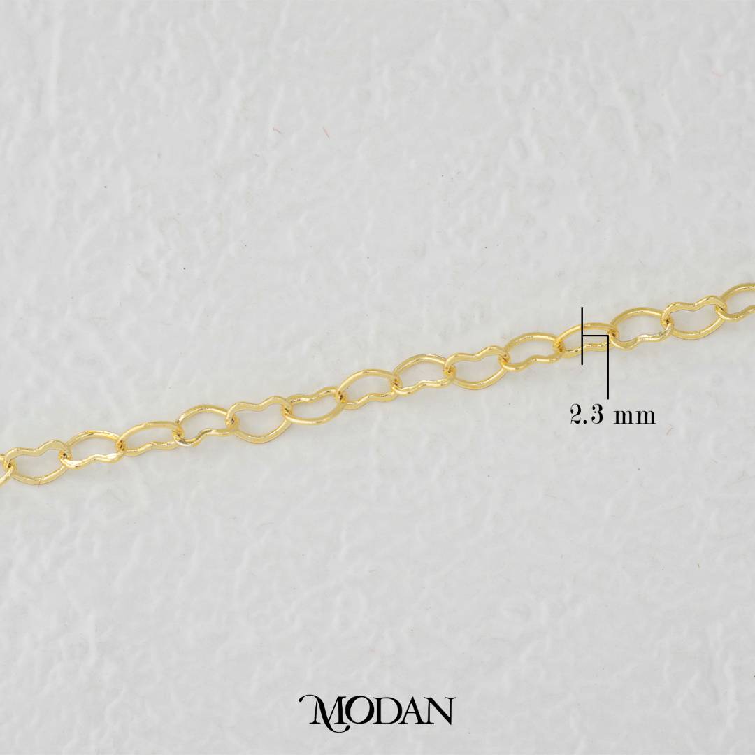 (2.3mm) Love Heart Shaped Cable Chain DIY Chain Rantai Kalung Gelang Meteran Hypoallergenic Gold Plated