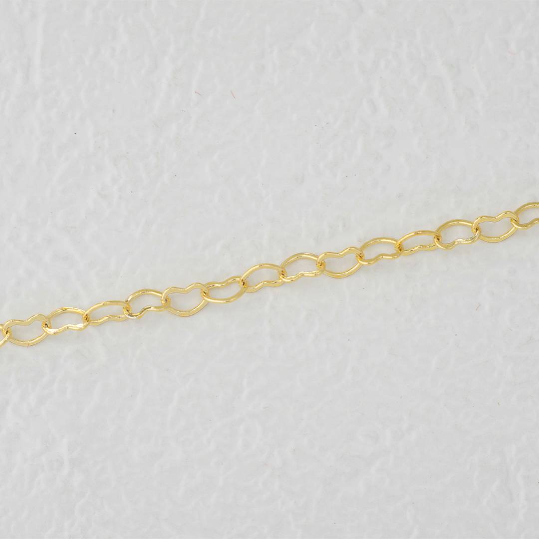 (2.3mm) Love Heart Shaped Cable Chain DIY Chain Rantai Kalung Gelang Meteran Hypoallergenic Gold Plated