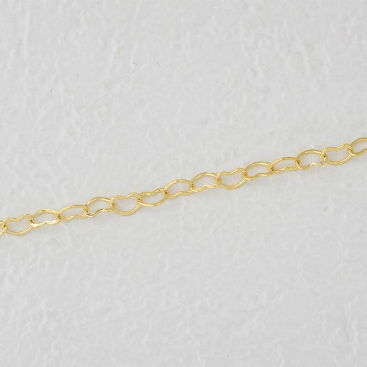 (2.3mm) Love Heart Shaped Cable Chain DIY Chain Rantai Kalung Gelang Meteran Hypoallergenic Gold Plated