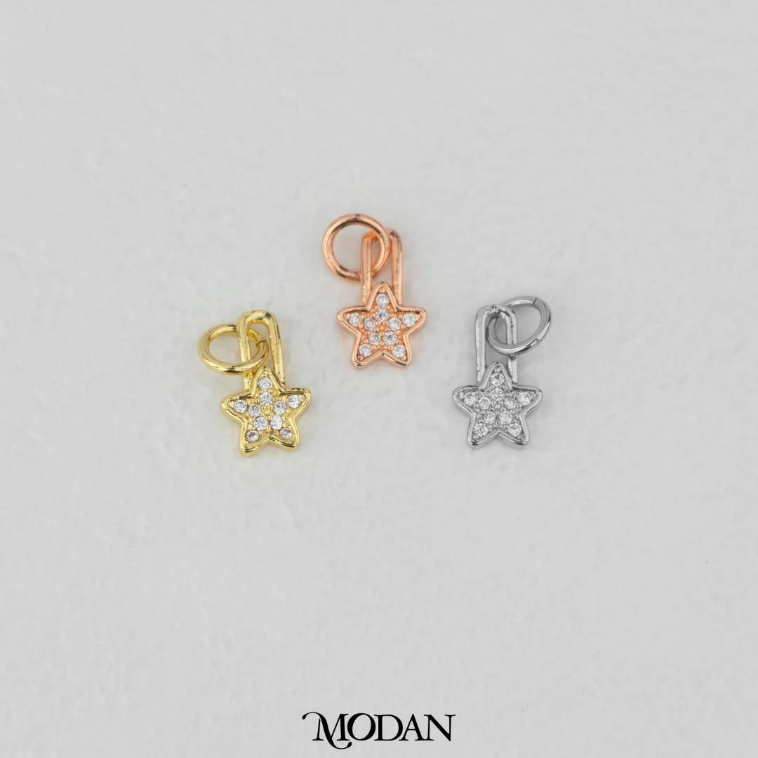 Mini Star Zirconia DIY Charm Liontin Kalung/Gelang Bintang Kecil Hypoallergenic Gold Filled
