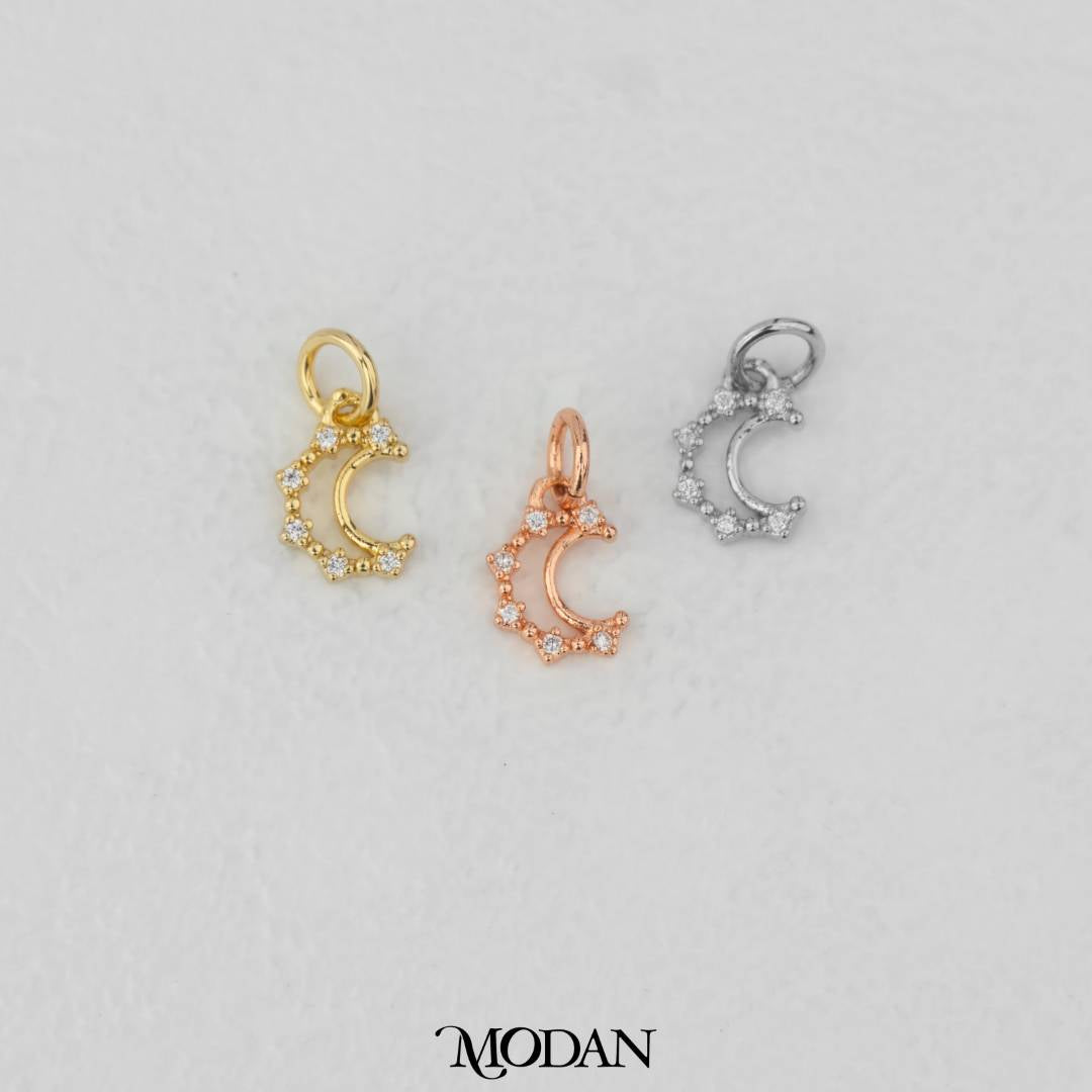 Mini Micro Paved Moon Zirconia DIY Charm Liontin Kalung/Gelang Bulan Kecil Hypoallergenic Gold Filled