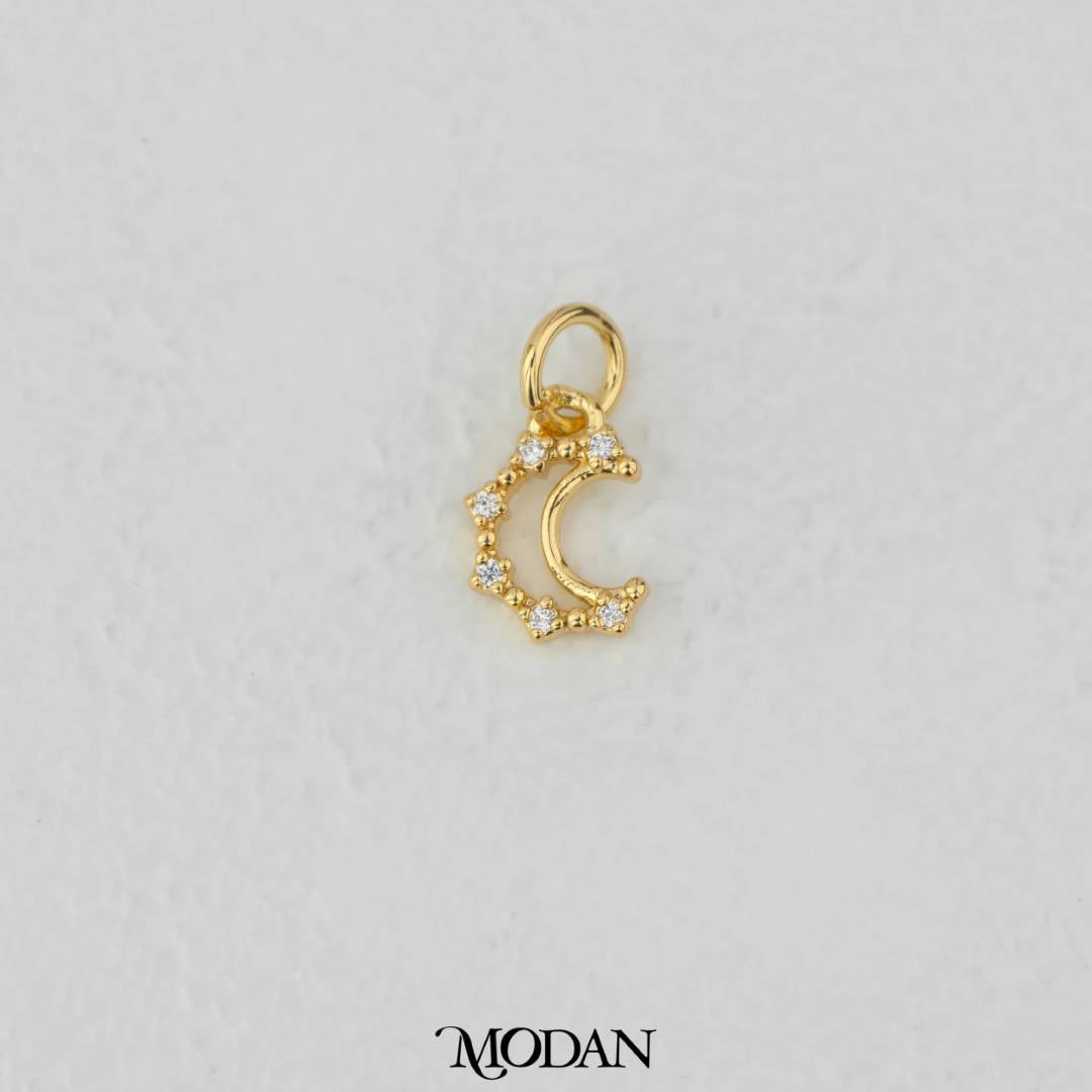 Mini Micro Paved Moon Zirconia DIY Charm Liontin Kalung/Gelang Bulan Kecil Hypoallergenic Gold Filled