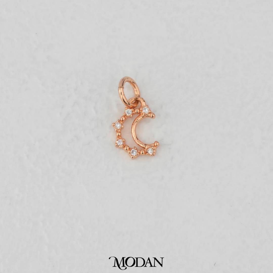 Mini Micro Paved Moon Zirconia DIY Charm Liontin Kalung/Gelang Bulan Kecil Hypoallergenic Gold Filled