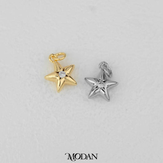 Star Zirconia DIY Charm Liontin Kalung/Gelang Bintang Hypoallergenic Gold Filled