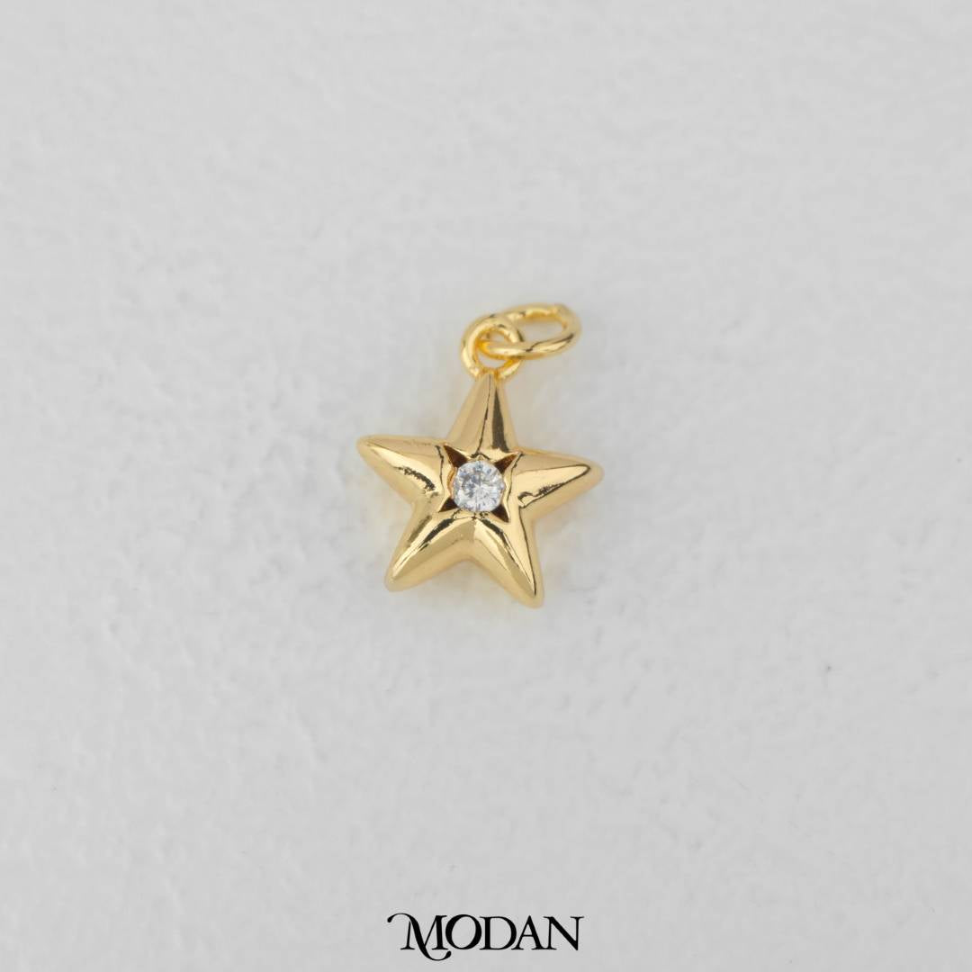 Star Zirconia DIY Charm Liontin Kalung/Gelang Bintang Hypoallergenic Gold Filled
