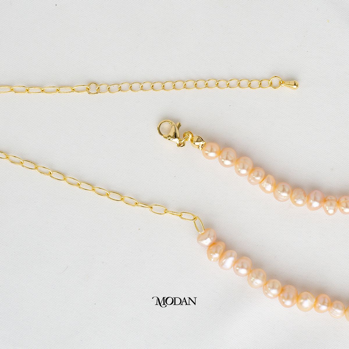 40cm Lavender Freshwater Beaded Paperclip Necklace Kalung Mutiara Air Tawar Hypoallergenic Gold Plated