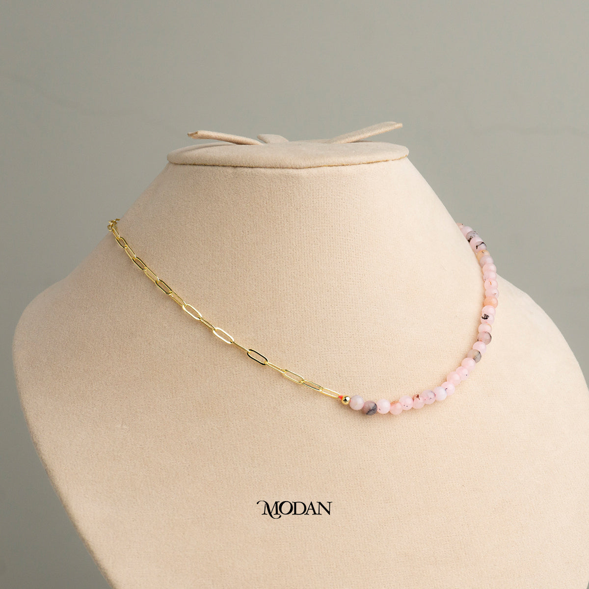 4mm Black Pink Clear Beaded Paperclip Necklace Kalung Manik Crystal Hypoallergenic Gold Plated
