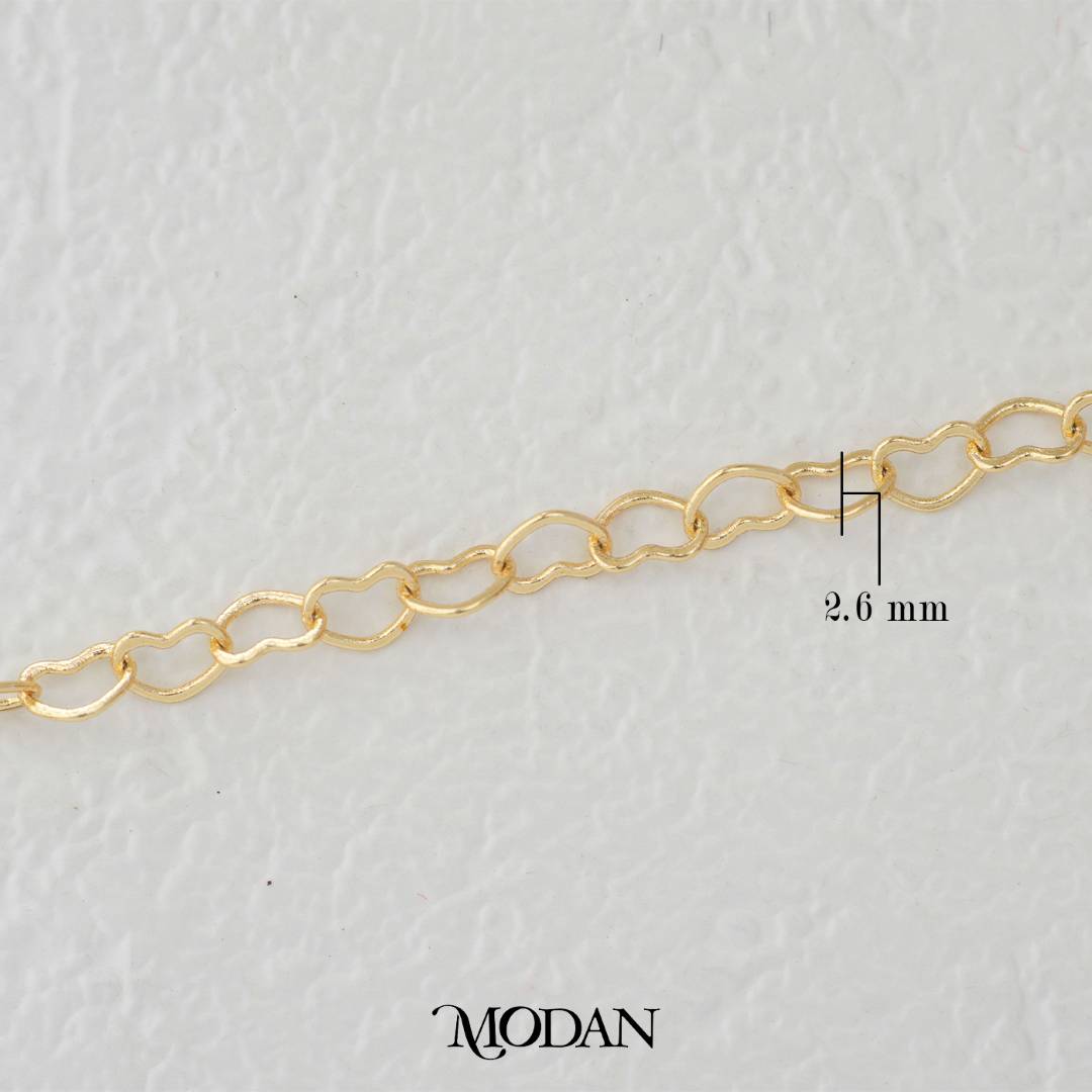 (2.6mm) Love Heart Shaped Cable Chain DIY Chain Rantai Kalung Gelang Meteran Hypoallergenic Gold Plated