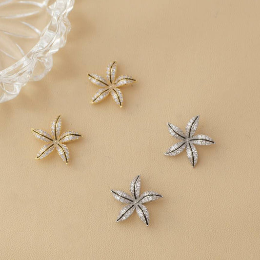 (19mm) Sparkling Blooming Flower Stud Earring Anting Tusuk Bunga Hypoallergenic Gold Plated