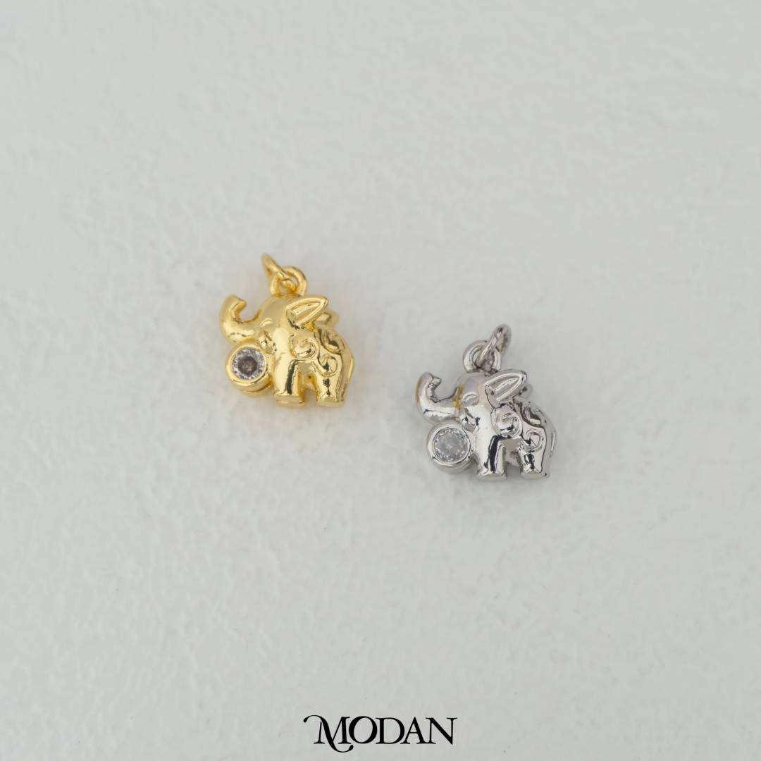 Mini Cute Elephant Cubic Zirconia Charm DIY Charm Liontin Gajah Hypoallergenic Gold Filled