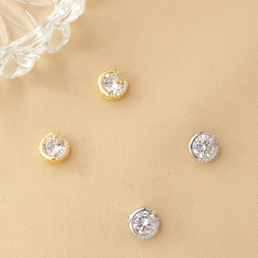 (10mm) Geometric Round Solitaire Simple Stud Earrings Anting Tusuk Bulat Hypoallergenic Gold Plated