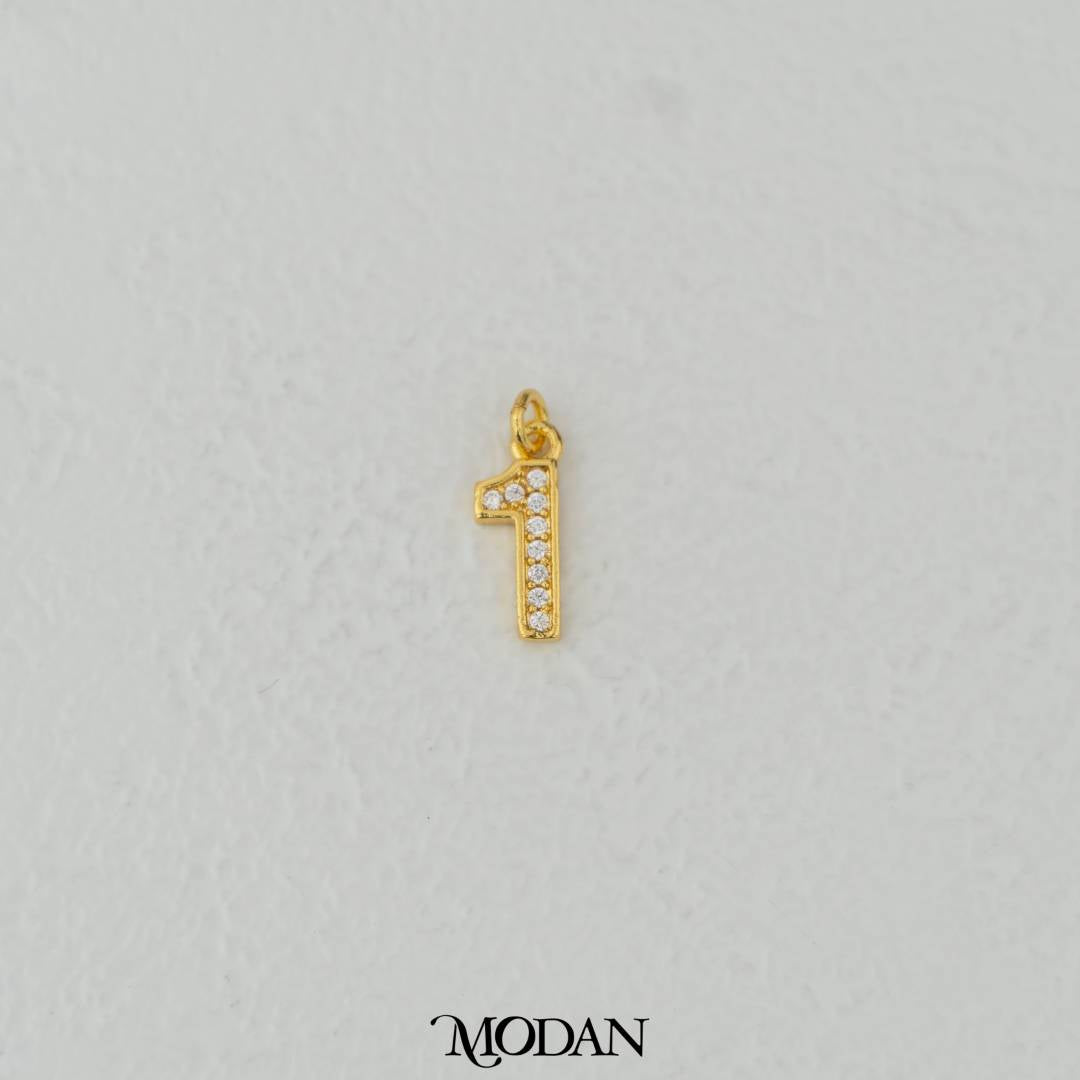Mini Micro Paved Numbers Charm DIY Charm Liontin Angka Berlian Pasir Hypoallergenic Gold Filled