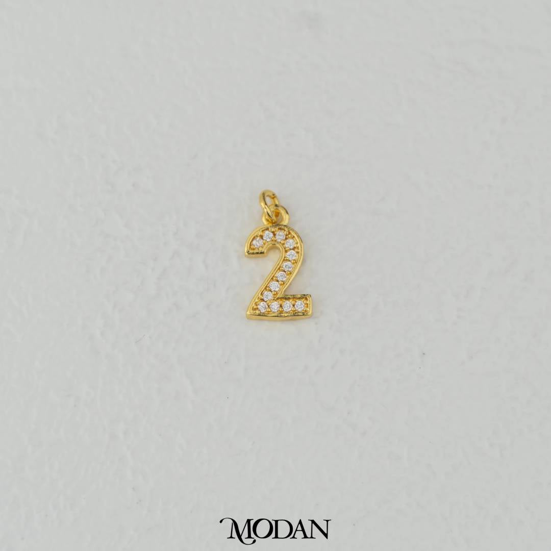 Mini Micro Paved Numbers Charm DIY Charm Liontin Angka Berlian Pasir Hypoallergenic Gold Filled